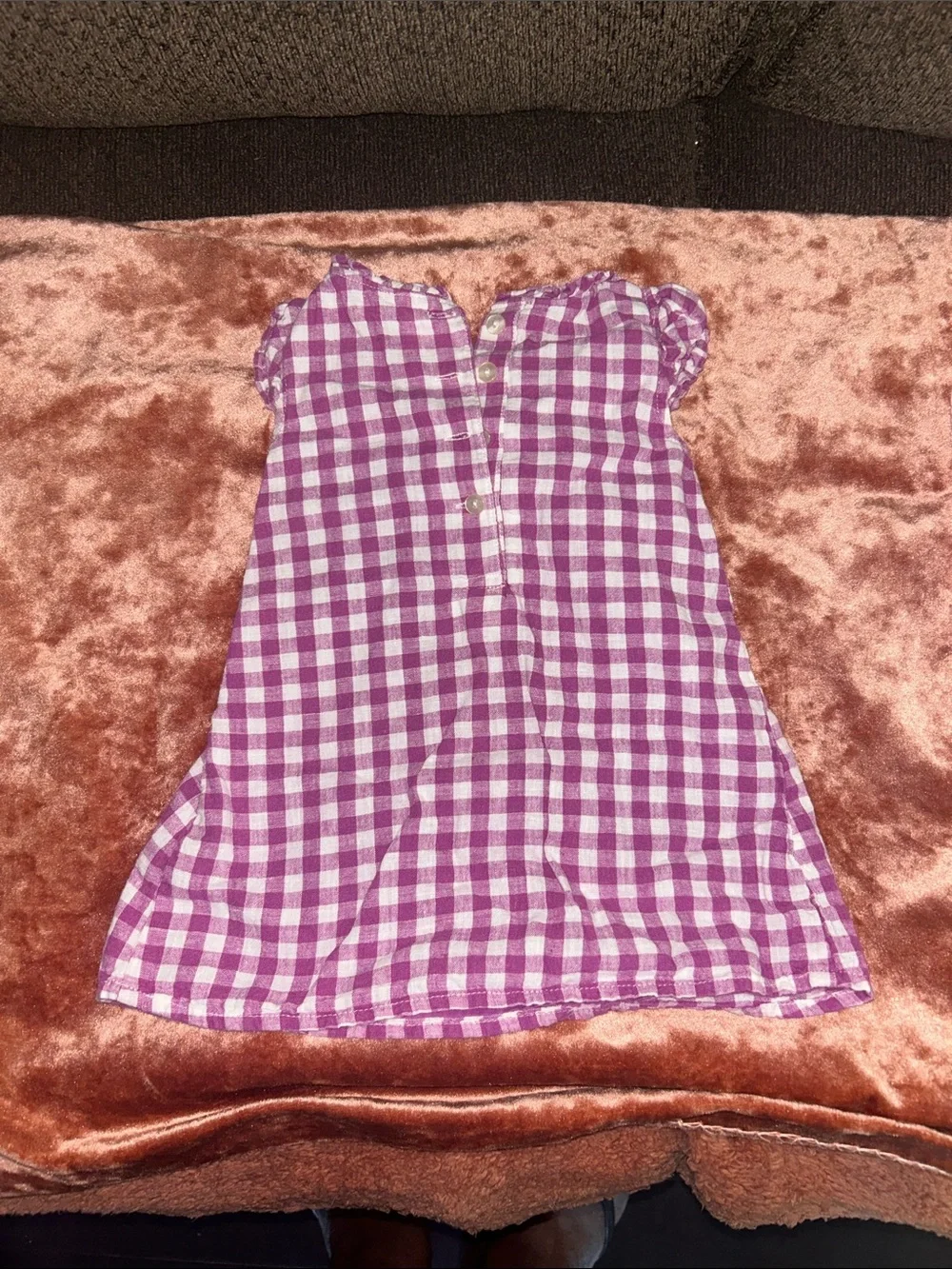 Old Navy Purple and White Gingham Girls Dress